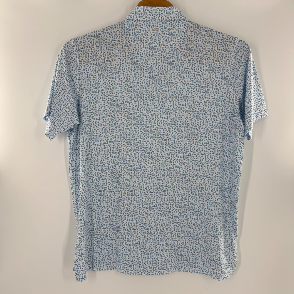 Peter Millar Summer Comfort Crown Sport Polo Mens XL Blue White Print MS20EK31S - Picture 9 of 10